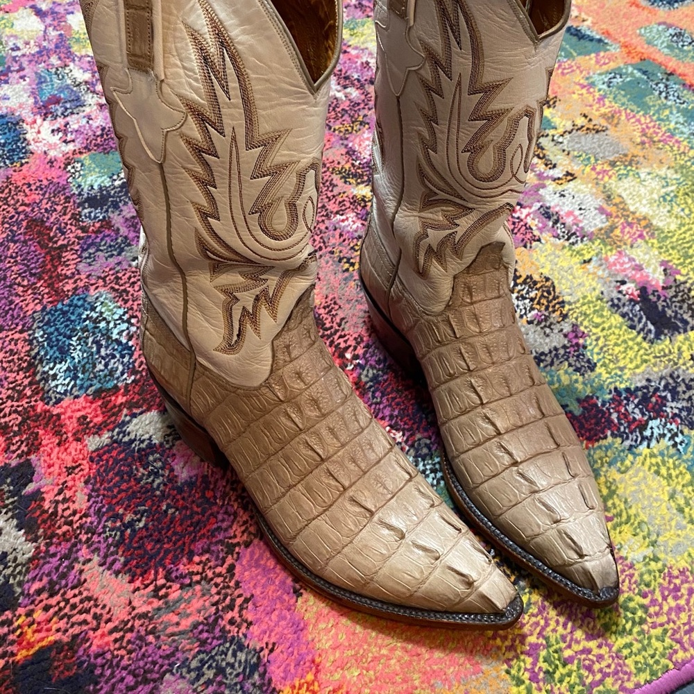 Lucchese Exotic Horned-Back Caiman Crocodile Boots